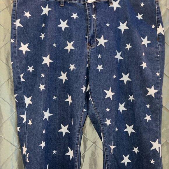 Shien Curvy 4XL White Stars Denim Jeans - Picture 3 of 7